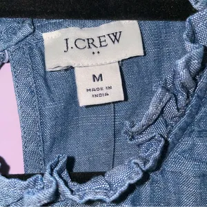 J Crew M Blouse Chambray Ruffle Collar Embroidered Sleeveless thumbnail 6