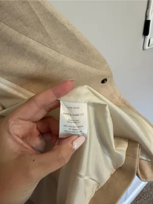 Veronica Beard Linen Blend Upcollar Dickey Blazer in Tan size 6 thumbnail 5