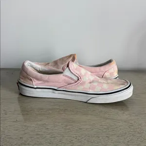 Vans Pink and Off White Checkered Slip-On Flats Size 7.5 thumbnail 8