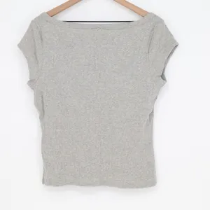 Banana Republic Top Womens L Ribbed Knit Scoop Neck Grey Short Sleeve Excellent thumbnail 5