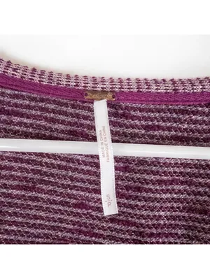Free People Metallic Ribbed Scoop Purple Top Women Small thumbnail 8