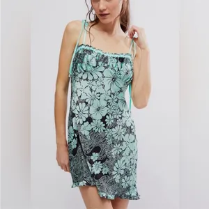 NWT Free People Retro Daisy Asymmetric Slipdress Large thumbnail 2