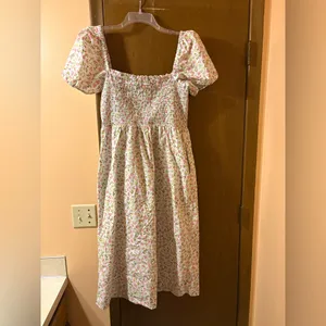 J. Crew Smocked Flutter Sleeve Midi Dress in Cloud Meadow Floral thumbnail 6