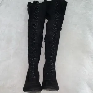 Rampage Womens Knee Hi Boots Black Over Knee Adjustable Strap size 9 thumbnail 3