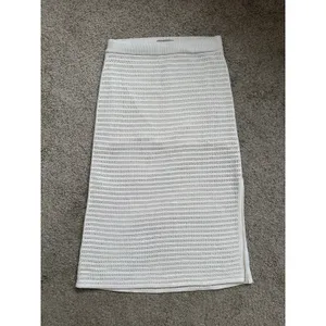Everlane The Crochet Knit Skirt In Cream White Medium Organic Cotton thumbnail 4