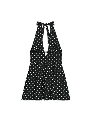 ZARA Black Polka Dot Halter Mini Dress - Women's Summer Dress thumbnail 11