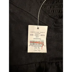 American Eagle Babydoll Peplum Cami Top Boho Festival Summer Black Linen XL NEW thumbnail 3