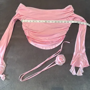 Pink 2 Piece Set Off the Shoulder Long Sleeve Crop Top & Skirt Size L NEW thumbnail 8