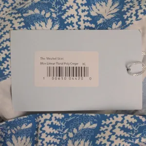Hill House The Mirabel Skirt Trailing Vine Blue Linear Floral Poly Crepe XL New thumbnail 10