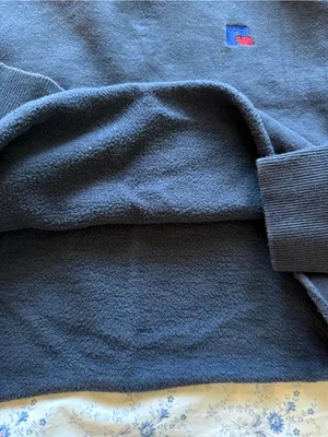 Russell Athletic Navy Blue Crewneck Sweatshirt with White Sleeve Tape thumbnail 4