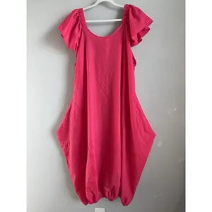 Karen T Design Hot Pink Balloon Bubble Dress Ruffle Midi Boho Flawless‎ OS Plus thumbnail 8