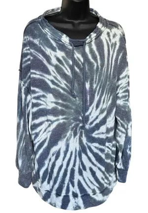 Free People We the Free Best Catch Blue White‎ Tie Dye Oversized Sweater Sz XS thumbnail 1