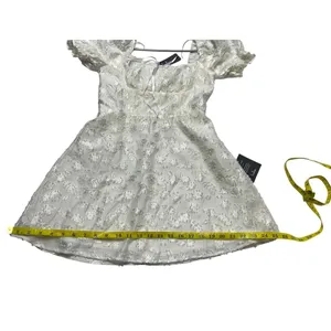 LULUS White Textured Floral Jacquard Mini Dress S thumbnail 9