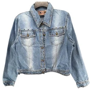 Don't Mess With Texas Jean‎ Jacket Womens XL Blue Denim Studded Western Cowgirl thumbnail 1