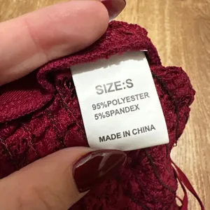 Women's Burgundy Scalloped Smocked Back Adjustable Lace Bralette, Size S thumbnail 3