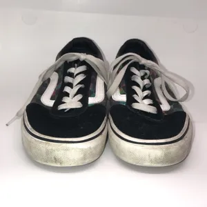 Women's Vans Black Suede Iridescent Checkerboard Size 7.5 Low Top Skater Lace Up thumbnail 3