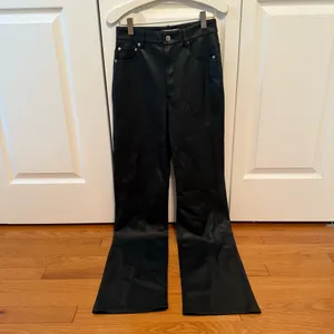 Zara Faux Leather Wide Leg Pants in Black thumbnail 2