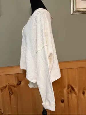 Sincerely Jules Waffle Knit V-Neck Henley Sweater oversized relaxed Size L NWT thumbnail 3