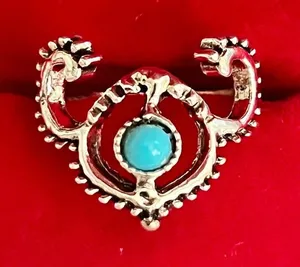 Navajo Turquoise Titanium Steel Silver Ring Size 6 thumbnail 1