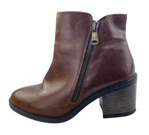 Aldo Etelilla Women's Brown Leather Zip Up Block Heels Chelsea Ankle Boots 7.5 thumbnail 1