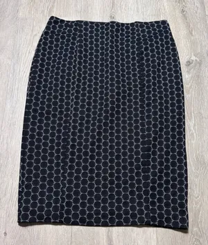 ELLE Womens Black White Honeycomb‎ Geometric Dot Stretch Pencil Skirt Medium M thumbnail 1