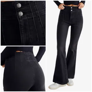 Free People We The Free Black High Rise Flare Jeans Size 27 Stretch thumbnail 6