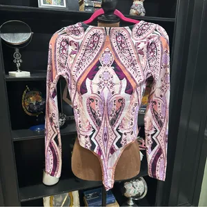 Free People Pick a Place Bodysuit – Size XS – NWT – Paisley Lace-Up Statement thumbnail 8