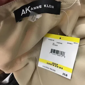 Anne Klein champagne roll sleeve zip neck blouse thumbnail 7