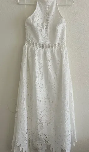 Elegant White Lace Halter Dress by EillyBazaar thumbnail 1