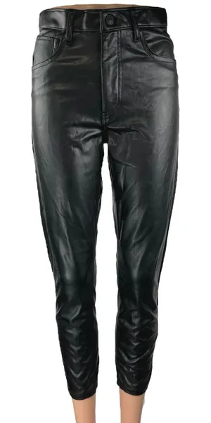Abercrombie & Fitch Black Vegan Faux Leather Skinny High Rise Trousers Pants 4 thumbnail 1