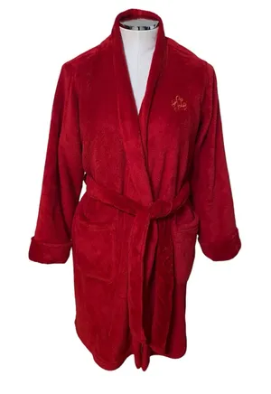 Lauren Ralph Lauren Red Plush Fleece Belted Loungewear Robe Size Medium thumbnail 1