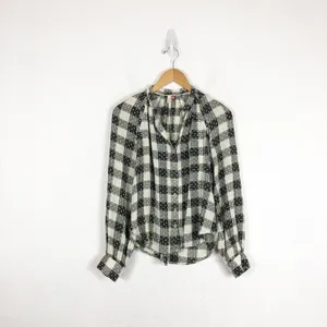 Anthropologie Pilcro Breezy Plaid Buttondown Top XS Check Textured Grunge Emo thumbnail 3