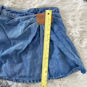 NWT Commense Asymmetric Pleated Denim Mini Skirt S thumbnail 7