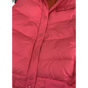 GAP Womens Large Pink Puffer Vest Full Zip‎ Pockets Big Snap Cinched Waist thumbnail 7