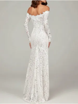 LULUS Romance Dreamer Lace Off-the-Shoulder Dress, White, Medium thumbnail 4