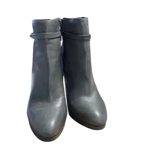 Antonio Melani Gray Leather Suede Ankle Booties Heel Boots 9M thumbnail 3