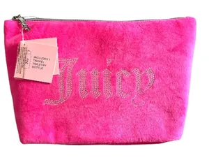 Juicy Couture Luxe travel Cosmetic Women’s Bag‎ and Bottle Pink Velvet thumbnail 1