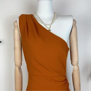 Elliatt Rory One Shoulder Ruched Drawstring Summer Cocktail Party Dress Amber thumbnail 3