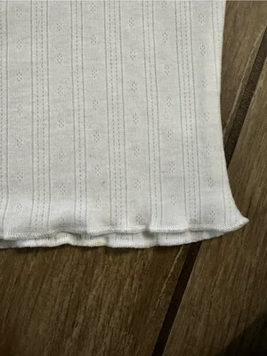 White Ribbed Scoop Tank with Scalloped Trim thumbnail 5