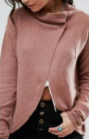 Free People Soft Mauve Knit Cardigan Wool and Alpaca Blend. Size M thumbnail 1