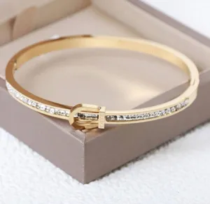 Women Fashion Stainless Steel Rhinestone Decor Bangle Bracelet thumbnail 3