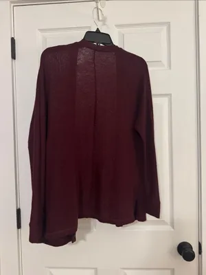 American Eagle Outfitters Burgundy Cardigan with Pockets and Button Closure thumbnail 7