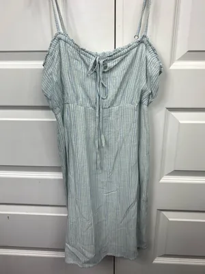 O’neill Sundress Slip Checkered Print Gingham Blue Small Spaghetti Strap Summer thumbnail 2