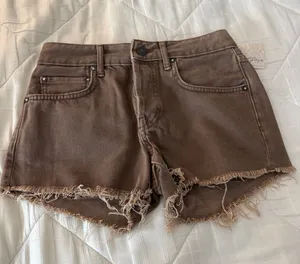 Free People Women's Frayed Hem Denim Shorts - Brown thumbnail 1