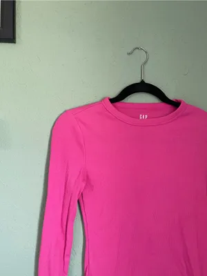 Gap Ribbed Long Sleeve Crewneck Long Sleeve Size XS Pink thumbnail 2