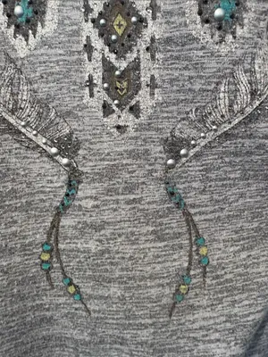 Miss Me Grey Short Sleeve Embellished Boho Tee thumbnail 4