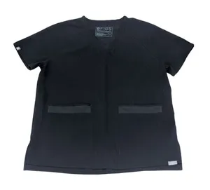 Figs Casma Scrub Uniform Top Short Sleeve Black XS V-Neck with Pocket thumbnail 1