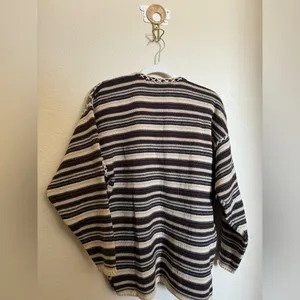 Vintage Grandma Knit Sweater Sz Small Oversized Patchwork‎ Striped Cozy Cabin thumbnail 5