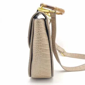 Fawn Design The Bamboo Shoulder Bag in Latte Faux Croc Purse Limited Edition NEW thumbnail 6