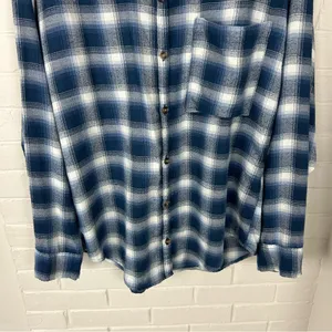 Hollister Blue Plaid Oversized Soft Flannel Button Down Shirt Size S thumbnail 4